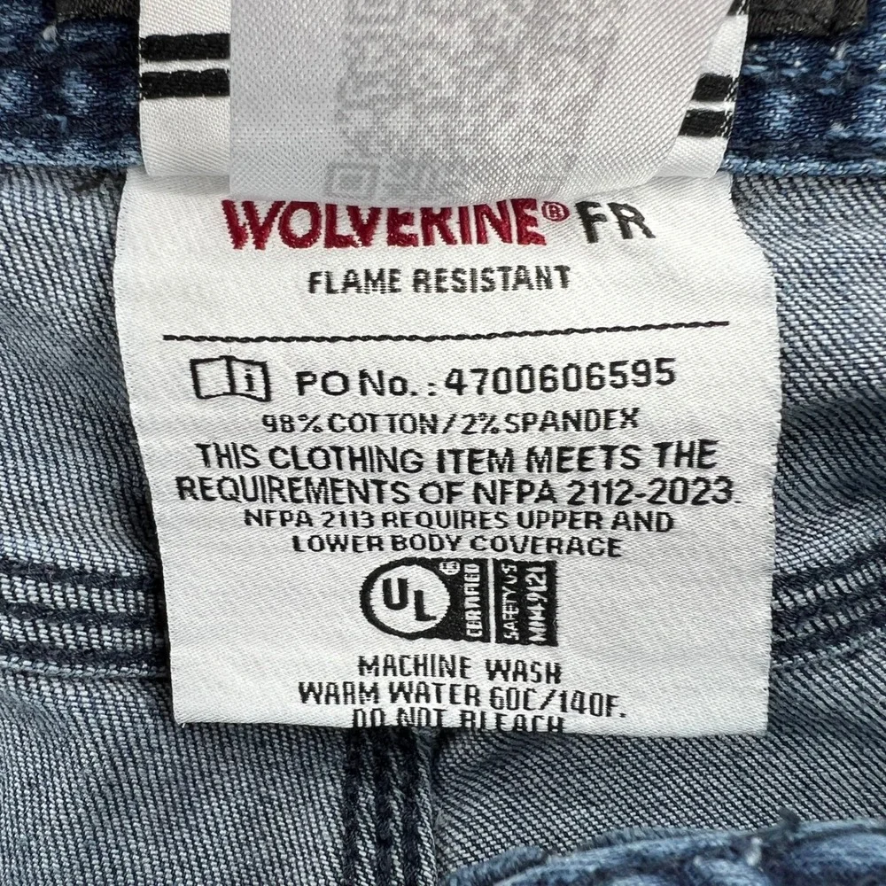 Wolverine FR Flame Resistant Work Jeans Men 40x30 (fits 38x28) Blue CAT2 Utility